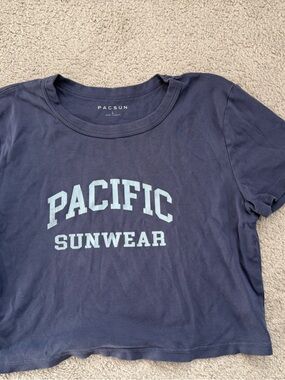 PacSun Navy Tee with Light Blue 'Pacific Sunwear' Logo